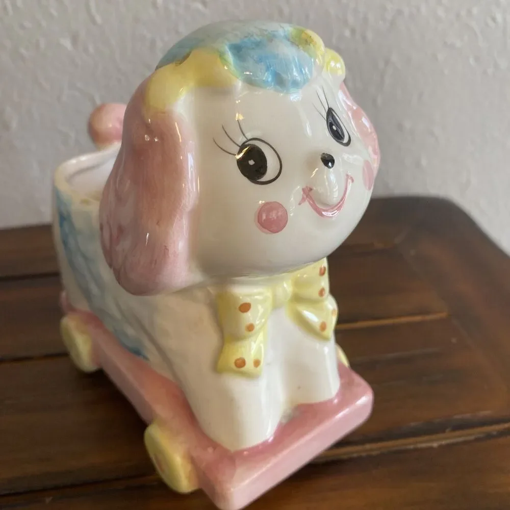 Vintage 1950’s relpo ceramic puppy planter big eye dog anthropomorphic Dog Toy